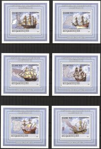 {403} Mozambique 2009 History of Maritime II Sailing Ships 6 S/S Deluxe MNH**