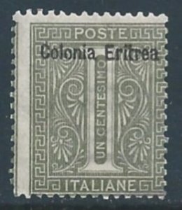 Eritrea #1 MH 1c Italian Numeral Issue Ovptd. Colonia Eritrea