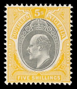 Southern Nigeria 1903 KEVII 5s grey-black & yellow MLH. SG 18. Sc 18.