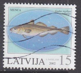 Latvia sc#555 2002 15s Fish used