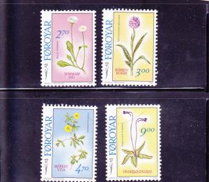 Faroe Islands  Scott#  169-72  MNH  (1988 Flowers)
