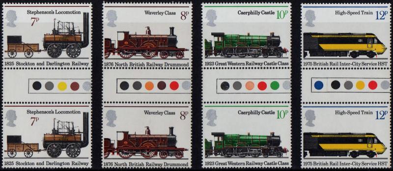 GB TRAFFIC LIGHT G/PAIRS (13a) Sg984-Sg987 1975, RAILWAYS, Mint (NH)