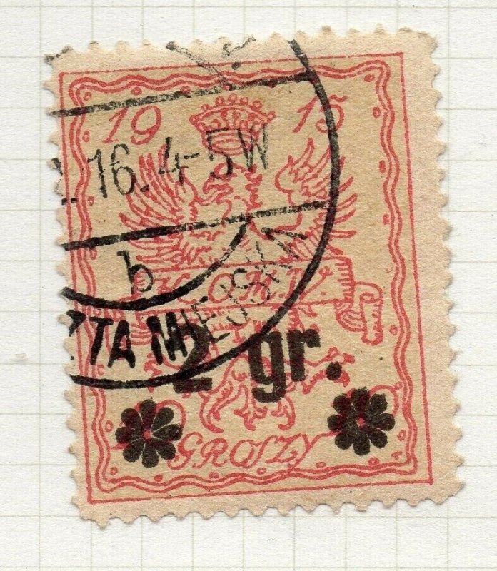 Poland Warsaw 1916 Early Issue Fine Used 2gr. Surcharged Postmark NW-14439