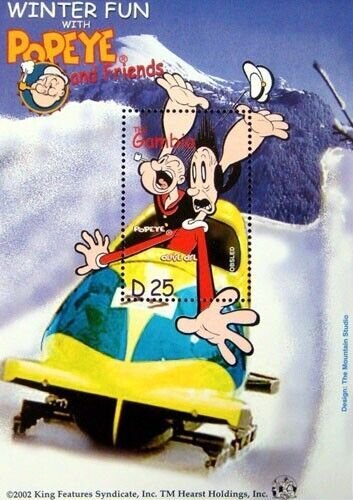 Gambia 2002 - Popeye Sailorman Winter Fun - Souvenir Stamp sheet Scott #2646 MNH