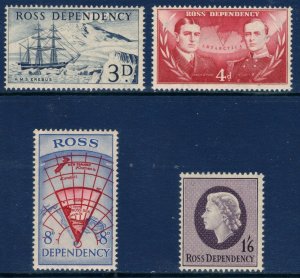 ROSS DEPENDENCY  1957 Definitives; Scott L1-4, SG 1-4; MNH