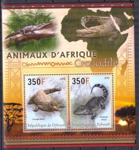 Djibouti 2013 Reptiles Crocodiles Sheet MNH