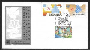 United Nations NY 613-615 1992 Definitives Geneva Cachet FDC First Day Cover