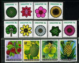 SINGAPORE SC#189~201 (13) Cpl Set, 1973 Flowers & fruits MNH