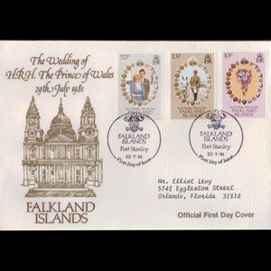 FALKLAND IS. 1981 - FDC - 324-6 Royal Wedding