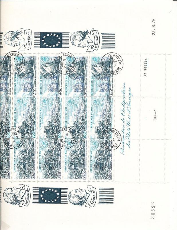 MALI Large 1975 AIR Revolution Sheets Used x 2 (AU10508)