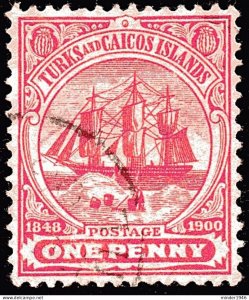 TURKS & CAICOS ISLANDS 1905 KEDVII 1d Red SG111 Used