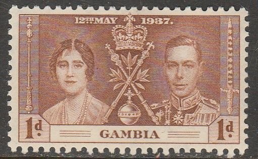 GAMBIA 129, CORONATION COMMON DESIGN 1937, SINGLE MINT, NH. VF. (871)