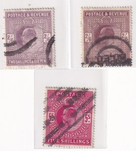 GB stamps _ 1902 _ King Edward VII_2´6Sh´P + 5P_ sg 316+317+318_ great cancels