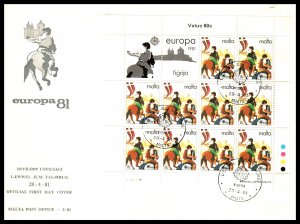 Malta 584-585 Europa Souvenir Sheets Set of Two U/A FDC