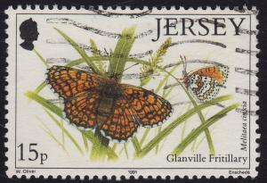 GB Jersey - 1991 - Scott #568 - used - Insect Butterfly