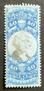 USA REVENUE STAMP SECOND ISSUE 1871 40 CENTS CUT CANCEL SCOTT #R114