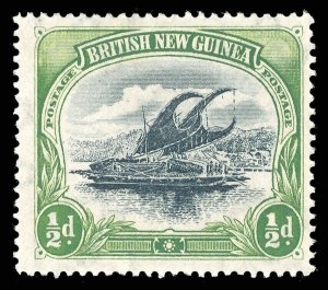 Papua 1901 Lakatoi ½d black & yellow-green MLH. SG 9. Sc 1.