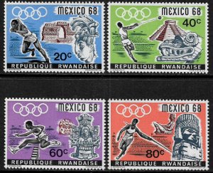 Rwanda #250-3 MNH Set - Mexico City Olympics - Art