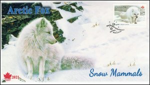 CA21-021, 2021, Snow Mammals, First Day of Issue, Pictorial Postmark, Arctic Fox