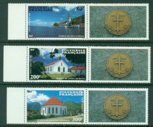 French Polynesia 1986 Protestant Churches + label MUH