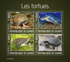 Guinea 2019 MNH Turtles Stamps Reptiles Common Box Green Sea Turtle 4v M/S