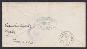 Italy Sc 28, 36 on 1878 Postage Due Cover to Washington, DC, Carrier handstamp