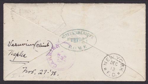 Italy Sc 28, 36 on 1878 Postage Due Cover to Washington, DC, Carrier handstamp