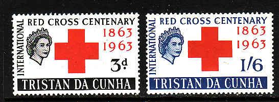 Tristan Da Cunha-Sc#69-70-unused NH set-Red Cross-1964-