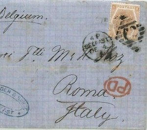 GB SG.123 Cover 6d Pale Buff Plate 11 USED IRELAND Belfast Duplex Cat £250+ BN70