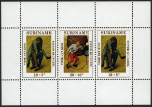 Surinam B177-B181,B179a,MNH.Michel 608-612,Bl.11. Child Games by Peter Brueghel.