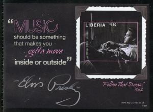 LIBERIA  ELVIS PRESLEY FOLLOW THAT DREAM IMPERFORATE SOUVENIR SHEET III MINT NH