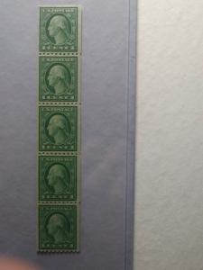 SCOTT # 486 HORIZONTAL COIL SET OF 5 WASHINGTON GEMS AMERICAN HISTORY !!!