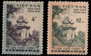 North Viet Nam Scott 119-120  Hung Vuong Temple stamp set Unused