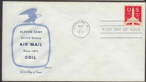 1971 Airmail 11c Sc C82 Jet Airliner silhouette with Artmaster cachet