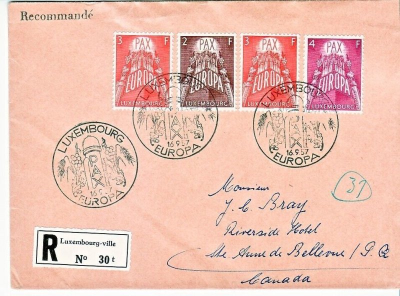 LUXEMBOURG Sc 329-31 on COVER OF 1957 - EUROPA