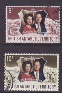 British Antarctic Territory-Sc#43-4- id9-used set-QEII-Silver Wedding-1972-