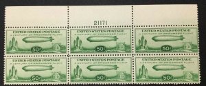 MOMEN: US STAMPS #C18 PLATE BLOCK OF 6 MINT OG NH LOT #75462