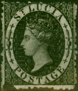 St Lucia 1864 (1d) Intense Black SG11a Fine Used