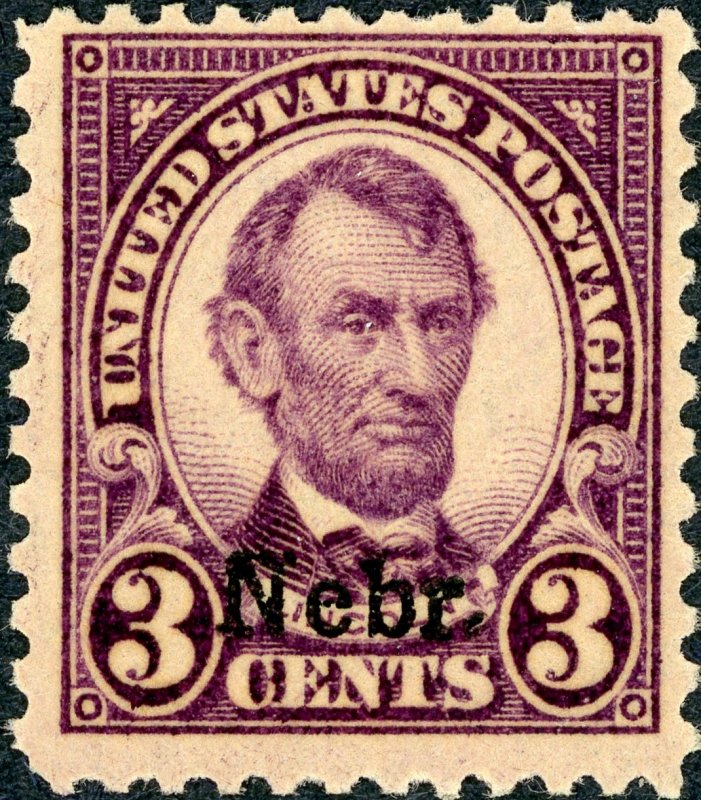 #672 – 1929 3c Lincoln, violet, Kansas-Nebraska overprints. MNH OG