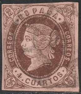 Spain 1862 Sc 56 used cartwheel cancel