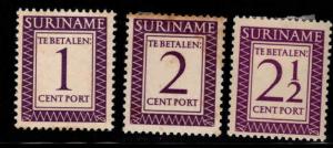 Suriname Scott J47-49 MH* Postage dues one toned at top