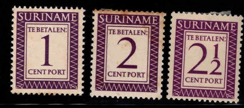 Suriname Scott J47-49 MH* Postage dues one toned at top