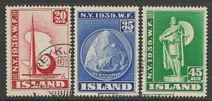 EDSROOM-7411 Iceland 213-15 Used Short Set 1939 New York World's Fair CV$27.50