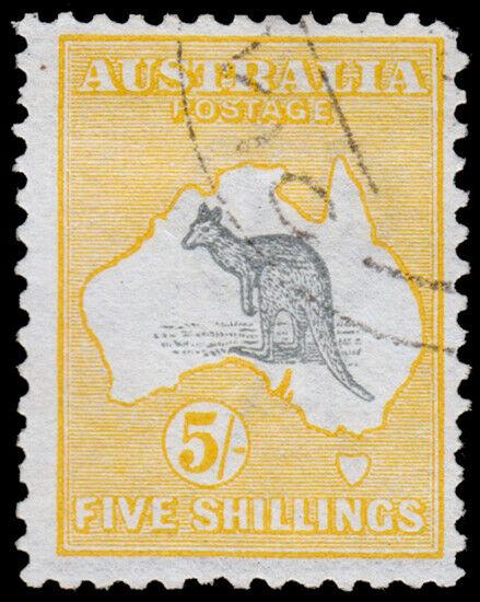 Australia Scott 12, Yellow & Gray (1913) Used F-VF, CV $260.00 M