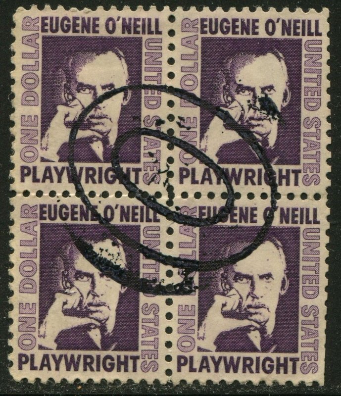 1294 $1 Eugene O'Neill Block of 4 Used VF