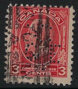 Perfin C15-C/GE Canadian General Electric: Scott 192 3c Ottawa Conference Pos. 1