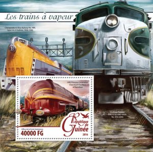 Guinea 2016 MNH Steam Trains Engines Locomotives 1v S/S Railways Stamps