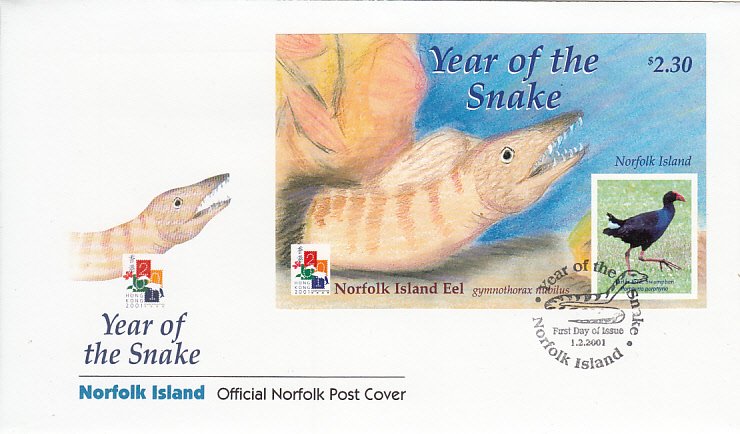 Norfolk Island 2001 FDC Sc #721 Souvenir sheet $2.30 Tarler Bird - Year of th...