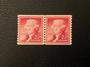 US Stamp Scott #1055 - US Pair coil stamps Thomas Jefferson - MNH -1954