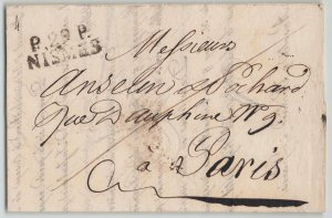 France 1826 Nismes to Paris Stampless Folded Letter SFL